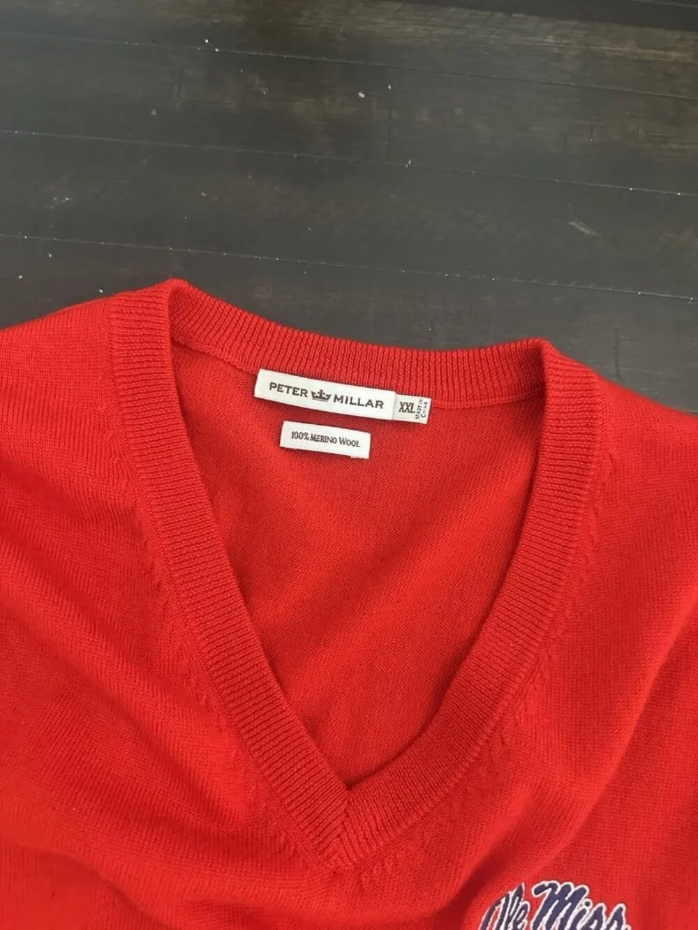 Peter Millar Red 100% Merino Wool Ole Miss Vest Size Xxl Mens
